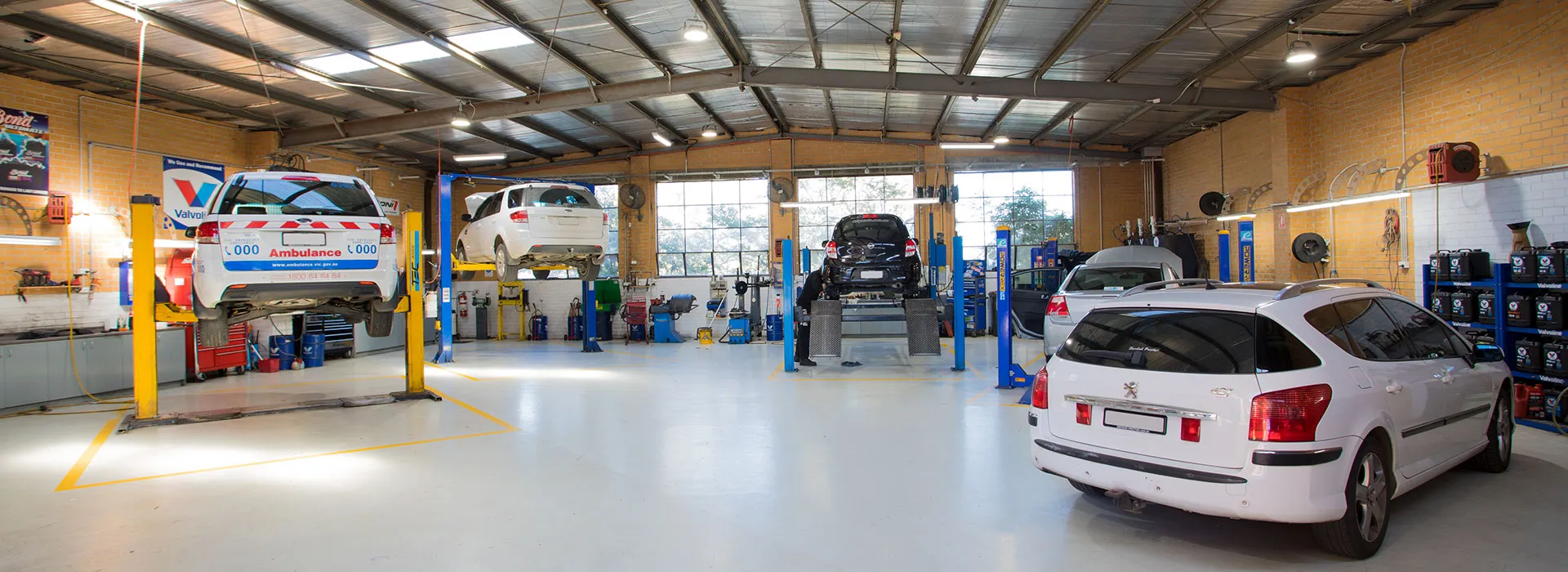 Inside the Doncaster East Car Repairs workshop in Blackburn